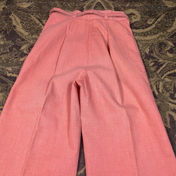 Vtg 60s Pink Salmon Cotton Polyester Flare Wide Leg Disco Pants Womens Size 11 - Picture 11 of 11